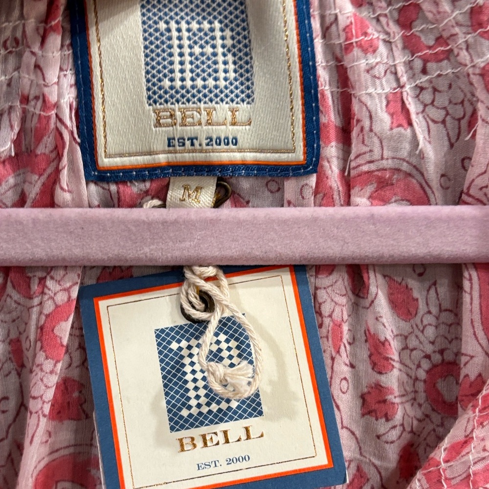 Bell by Alicia Bell Pink Floral Tiered Dress with Tassel Tie Neck - Picture 3 of 5